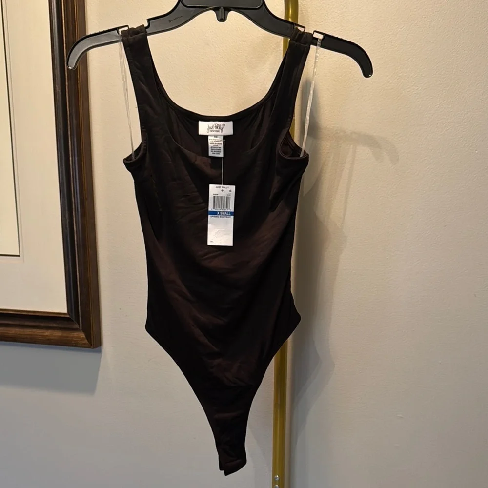 Just Polly Black Bodysuit One Piece NWT XS